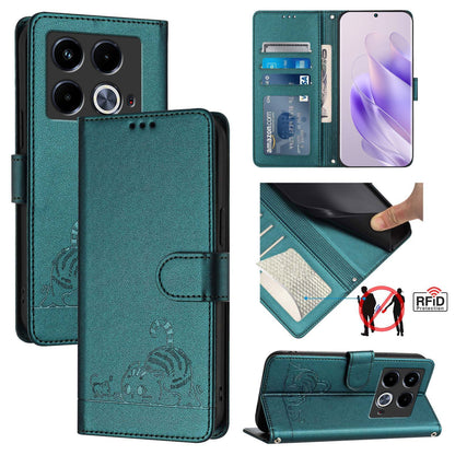 Infinix Note 40 Cat and Mouse Embossed PU Leather RFID Case with Wallet Slots, Anti-Fall Protection, Kickstand, and Lanyard-buycases.co.uk