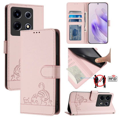 Infinix Note 30 VIP Cat and Mouse Embossed PU Leather RFID Case with Wallet Slots, Anti-Fall Protection, Kickstand, and Lanyard-buycases.co.uk