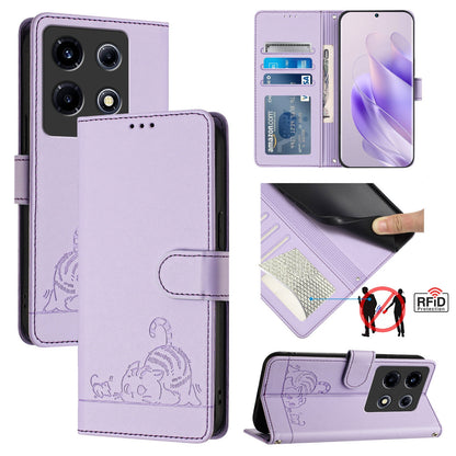 Infinix Note 30 VIP Cat and Mouse Embossed PU Leather RFID Case with Wallet Slots, Anti-Fall Protection, Kickstand, and Lanyard-buycases.co.uk