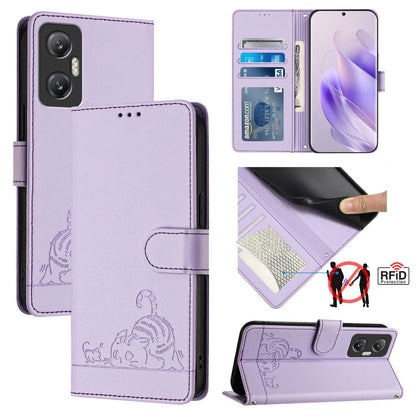 Infinix Hot 20 5G X666 X66B Cat and Mouse Embossed PU Leather RFID Case with Wallet Slots, Anti-Fall Protection, Kickstand, and Lanyard-buycases.co.uk