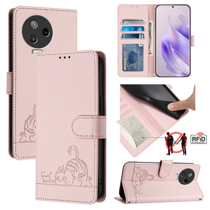Infinix Note 12 2023 Cat and Mouse Embossed PU Leather RFID Case with Wallet Slots, Anti-Fall Protection, Kickstand, and Lanyard-buycases.co.uk