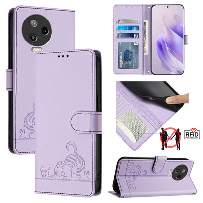Infinix Note 12 2023 Cat and Mouse Embossed PU Leather RFID Case with Wallet Slots, Anti-Fall Protection, Kickstand, and Lanyard-buycases.co.uk