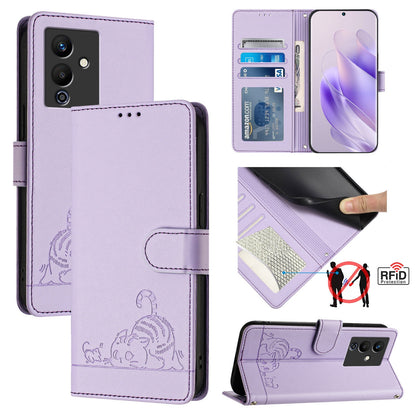 Infinix Note 12 Pro 5G Cat and Mouse Embossed PU Leather RFID Case with Wallet Slots, Anti-Fall Protection, Kickstand, and Lanyard-buycases.co.uk