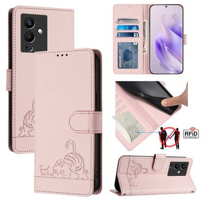 Infinix Note 12 5G Cat and Mouse Embossed PU Leather RFID Case with Wallet Slots, Anti-Fall Protection, Kickstand, and Lanyard-buycases.co.uk