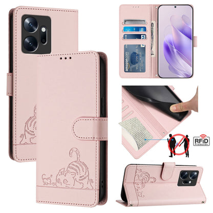 Infinix Zero 20 Cat and Mouse Embossed PU Leather RFID Case with Wallet Slots, Anti-Fall Protection, Kickstand, and Lanyard-buycases.co.uk