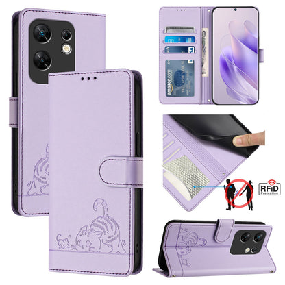 Infinix Zero 30 4G Cat and Mouse Embossed PU Leather RFID Case with Wallet Slots, Anti-Fall Protection, Kickstand, and Lanyard-buycases.co.uk