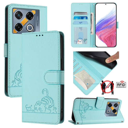 Infinix GT 20 Pro X6871 Cat and Mouse Embossed PU Leather RFID Case with Wallet Slots, Anti-Fall Protection, Kickstand, and Lanyard-buycases.co.uk