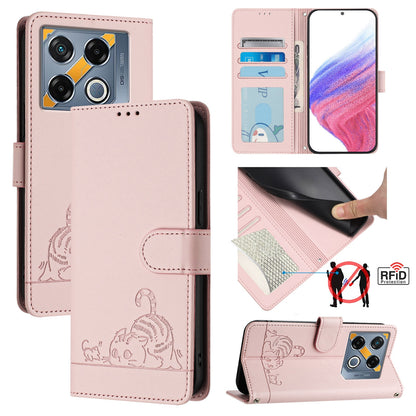 Infinix GT 20 Pro X6871 Cat and Mouse Embossed PU Leather RFID Case with Wallet Slots, Anti-Fall Protection, Kickstand, and Lanyard-buycases.co.uk