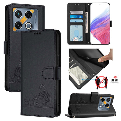 Infinix GT 20 Pro X6871 Cat and Mouse Embossed PU Leather RFID Case with Wallet Slots, Anti-Fall Protection, Kickstand, and Lanyard-buycases.co.uk
