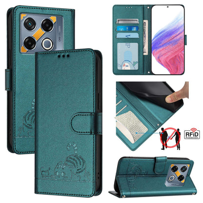 Infinix GT 20 Pro X6871 Cat and Mouse Embossed PU Leather RFID Case with Wallet Slots, Anti-Fall Protection, Kickstand, and Lanyard-buycases.co.uk