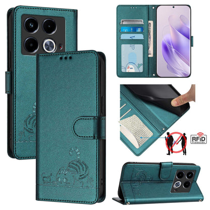 Infinix Note 40 5G Cat and Mouse Embossed PU Leather RFID Case with Wallet Slots, Anti-Fall Protection, Kickstand, and Lanyard-buycases.co.uk