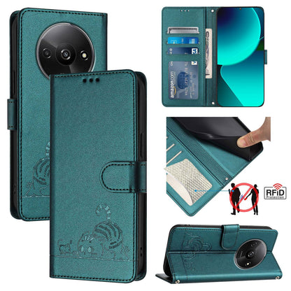 Xiaomi A3 4G Global Cat and Mouse Embossed PU Leather RFID Case with Wallet Slots, Anti-Fall Protection, Kickstand, and Lanyard-buycases.co.uk