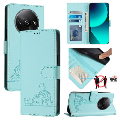 Xiaomi POCO C61 4G Global Cat and Mouse Embossed PU Leather RFID Case with Wallet Slots, Anti-Fall Protection, Kickstand, and Lanyard-buycases.co.uk