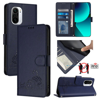 Xiaomi 11i Cat and Mouse Embossed PU Leather RFID Case with Wallet Slots, Anti-Fall Protection, Kickstand, and Lanyard-buycases.co.uk