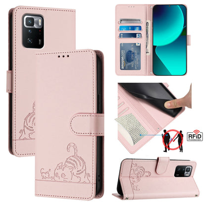 Xiaomi POCO X3 GT Cat and Mouse Embossed PU Leather RFID Case with Wallet Slots, Anti-Fall Protection, Kickstand, and Lanyard-buycases.co.uk