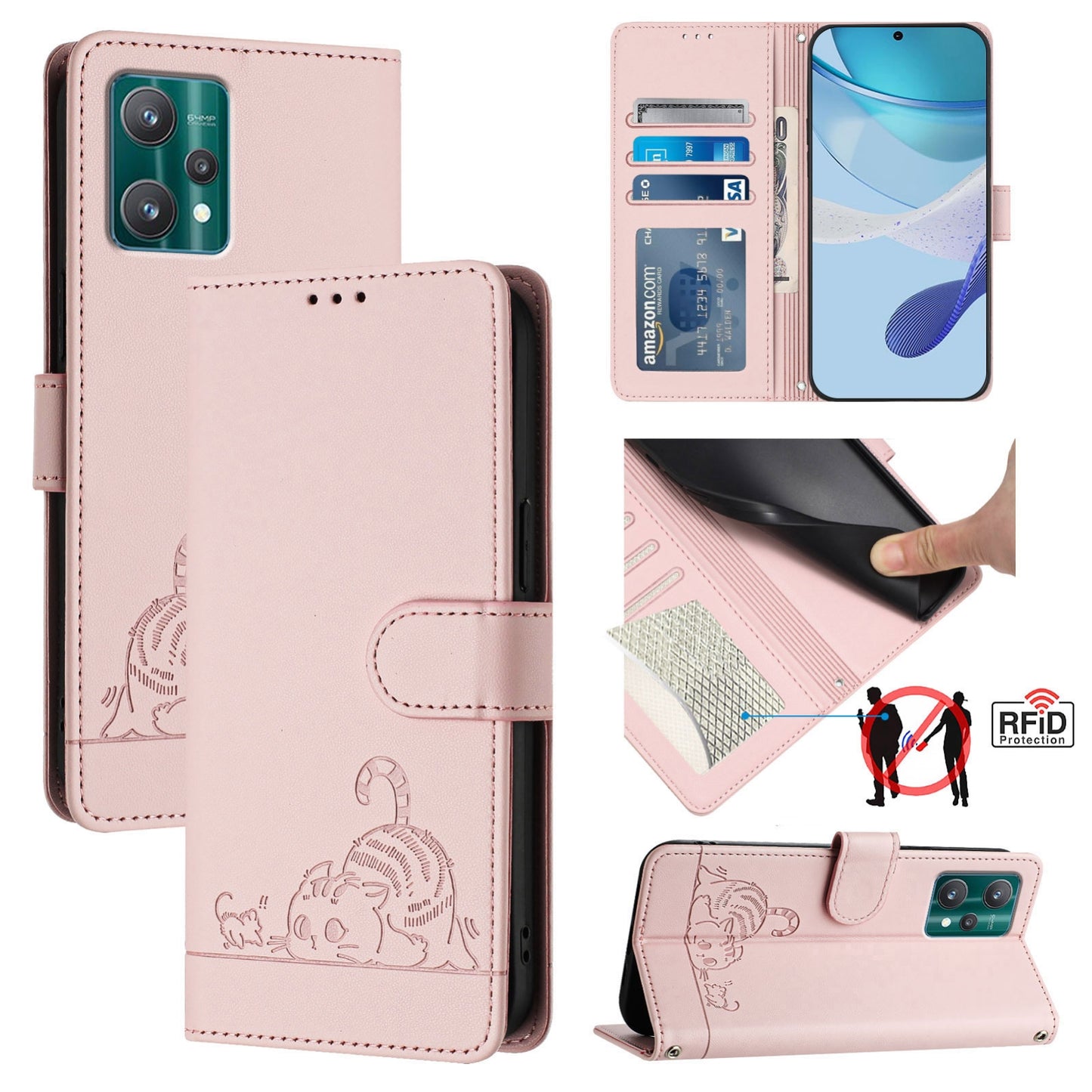 Motorola Edge+ 2023 Cat and Mouse Embossed PU Leather RFID Case with Wallet Slots, Anti-Fall Protection, Kickstand, and Lanyard-buycases.co.uk