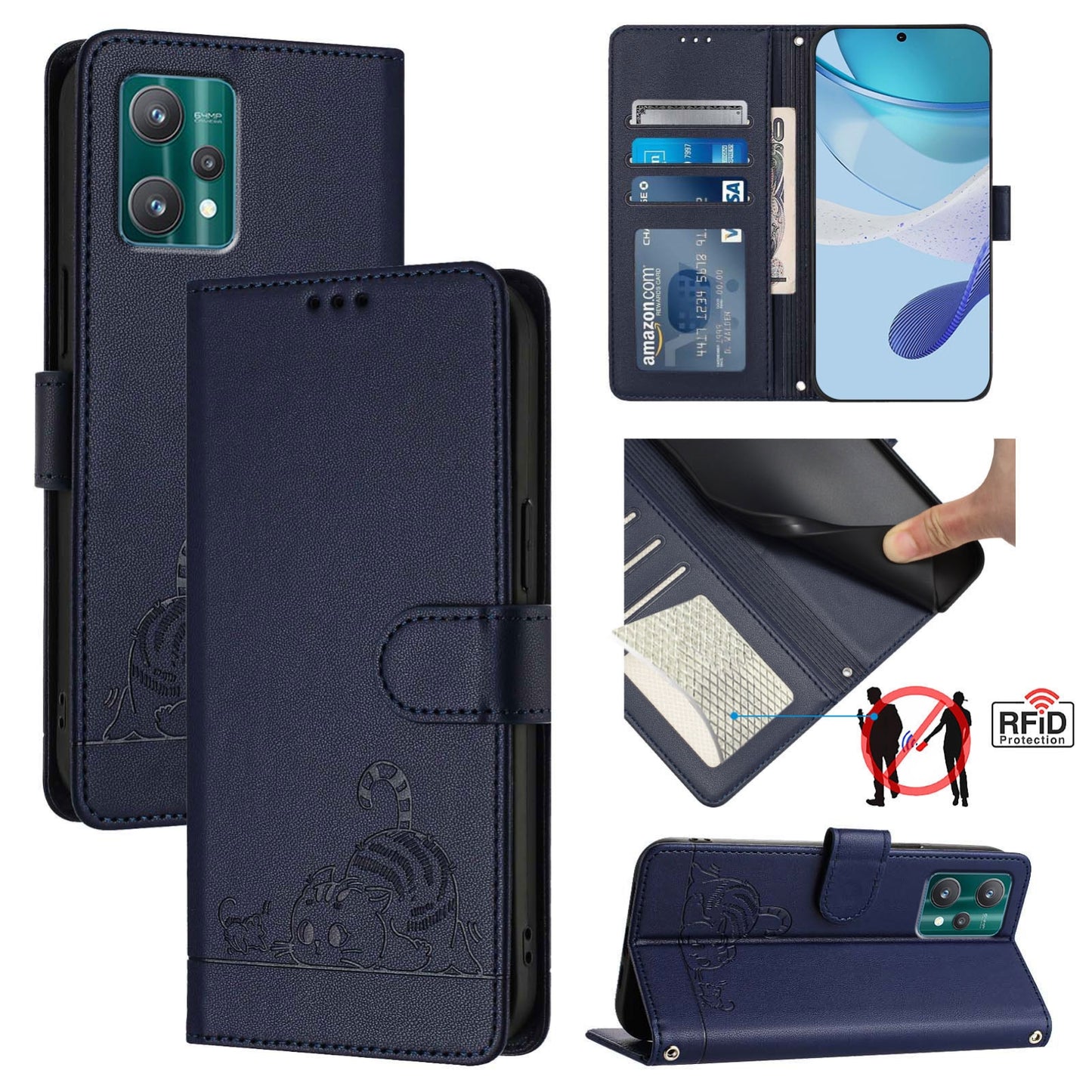 Motorola Moto X40 Cat and Mouse Embossed PU Leather RFID Case with Wallet Slots, Anti-Fall Protection, Kickstand, and Lanyard-buycases.co.uk