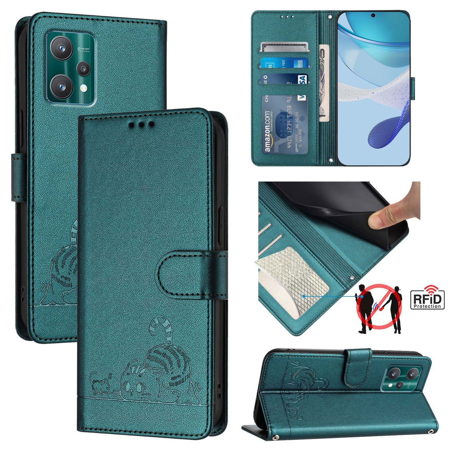 Motorola Edge 40 Pro 5G Cat and Mouse Embossed PU Leather RFID Case with Wallet Slots, Anti-Fall Protection, Kickstand, and Lanyard-buycases.co.uk