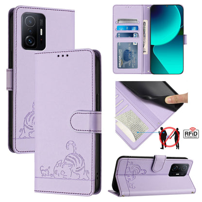 Xiaomi Mi 10T Pro Cat and Mouse Embossed PU Leather RFID Case with Wallet Slots, Anti-Fall Protection, Kickstand, and Lanyard-buycases.co.uk