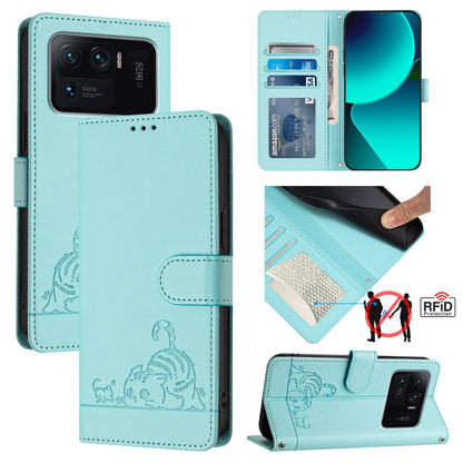 Xiaomi Mi 11 Ultra Cat and Mouse Embossed PU Leather RFID Case with Wallet Slots, Anti-Fall Protection, Kickstand, and Lanyard-buycases.co.uk