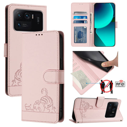Xiaomi Mi 11 Ultra Cat and Mouse Embossed PU Leather RFID Case with Wallet Slots, Anti-Fall Protection, Kickstand, and Lanyard-buycases.co.uk