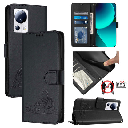 Xiaomi CIVI 2 Cat and Mouse Embossed PU Leather RFID Case with Wallet Slots, Anti-Fall Protection, Kickstand, and Lanyard-buycases.co.uk