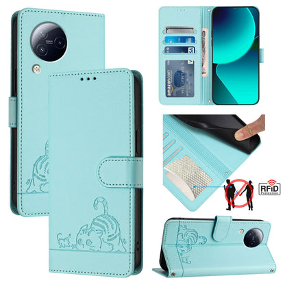Xiaomi CIVI 3 5G Cat and Mouse Embossed PU Leather RFID Case with Wallet Slots, Anti-Fall Protection, Kickstand, and Lanyard-buycases.co.uk