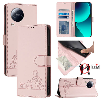 Xiaomi CIVI 3 5G Cat and Mouse Embossed PU Leather RFID Case with Wallet Slots, Anti-Fall Protection, Kickstand, and Lanyard-buycases.co.uk