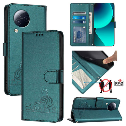 Xiaomi CIVI 3 5G Cat and Mouse Embossed PU Leather RFID Case with Wallet Slots, Anti-Fall Protection, Kickstand, and Lanyard-buycases.co.uk
