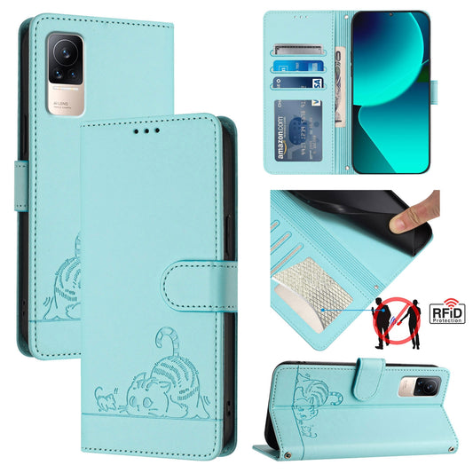 Xiaomi CIVI 1S Cat and Mouse Embossed PU Leather RFID Case with Wallet Slots, Anti-Fall Protection, Kickstand, and Lanyard-buycases.co.uk
