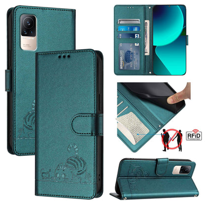 Xiaomi CIVI 1S Cat and Mouse Embossed PU Leather RFID Case with Wallet Slots, Anti-Fall Protection, Kickstand, and Lanyard-buycases.co.uk