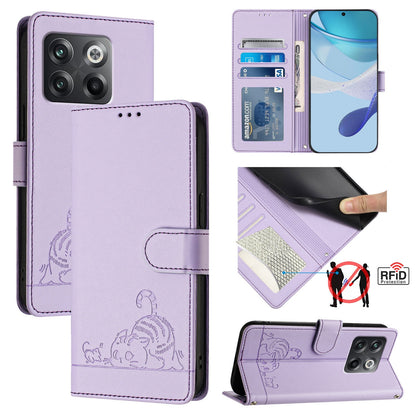 OnePlus Ace Pro 5G Cat and Mouse Embossed PU Leather RFID Case with Wallet Slots, Anti-Fall Protection, Kickstand, and Lanyard-buycases.co.uk