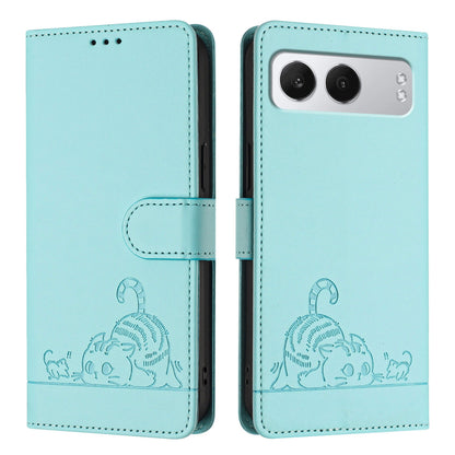 OnePlus Nord 4 5G Cat and Mouse Embossed PU Leather RFID Case with Wallet Slots, Anti-Fall Protection, Kickstand, and Lanyard-buycases.co.uk