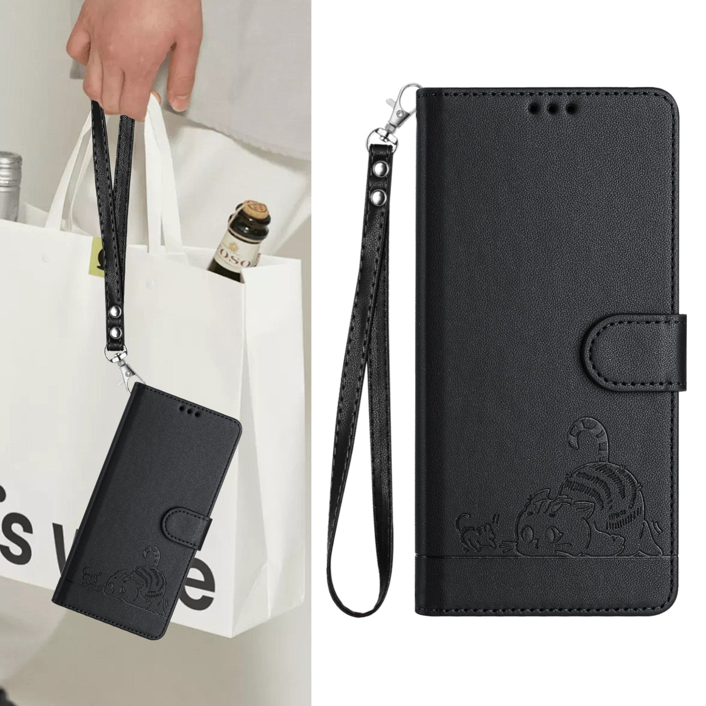 OnePlus Nord 4 5G Cat and Mouse Embossed PU Leather RFID Case with Wallet Slots, Anti-Fall Protection, Kickstand, and Lanyard-buycases.co.uk