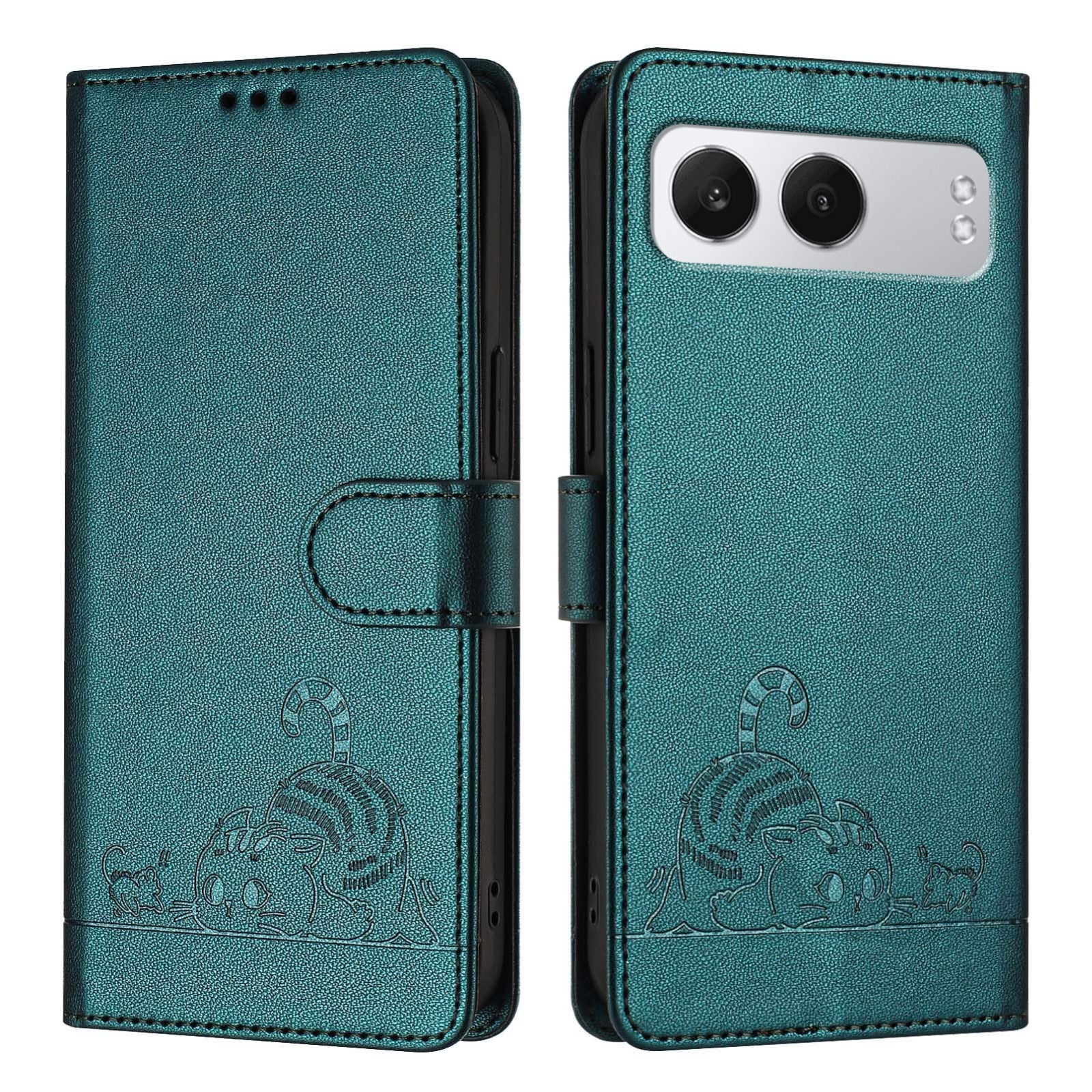 OnePlus Nord 4 5G Cat and Mouse Embossed PU Leather RFID Case with Wallet Slots, Anti-Fall Protection, Kickstand, and Lanyard-buycases.co.uk