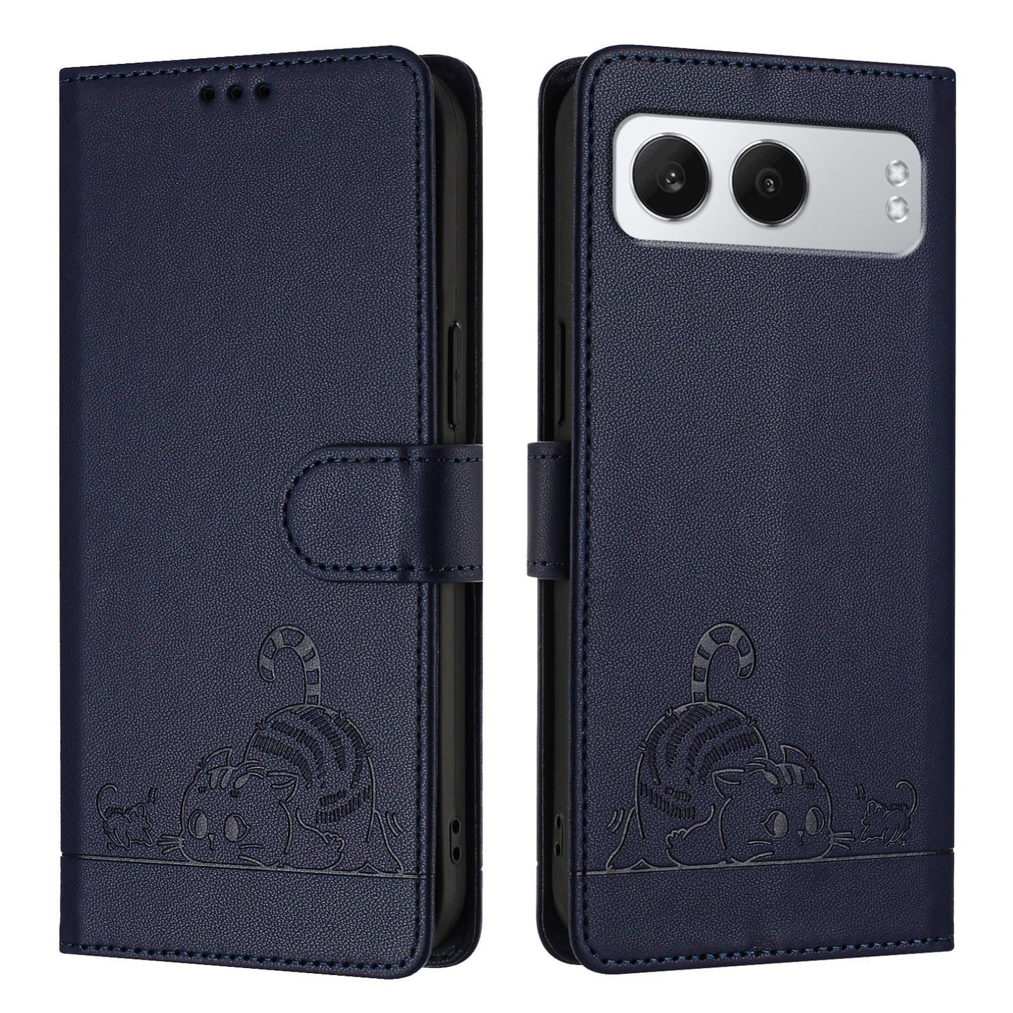 OnePlus Nord 4 5G Cat and Mouse Embossed PU Leather RFID Case with Wallet Slots, Anti-Fall Protection, Kickstand, and Lanyard-buycases.co.uk