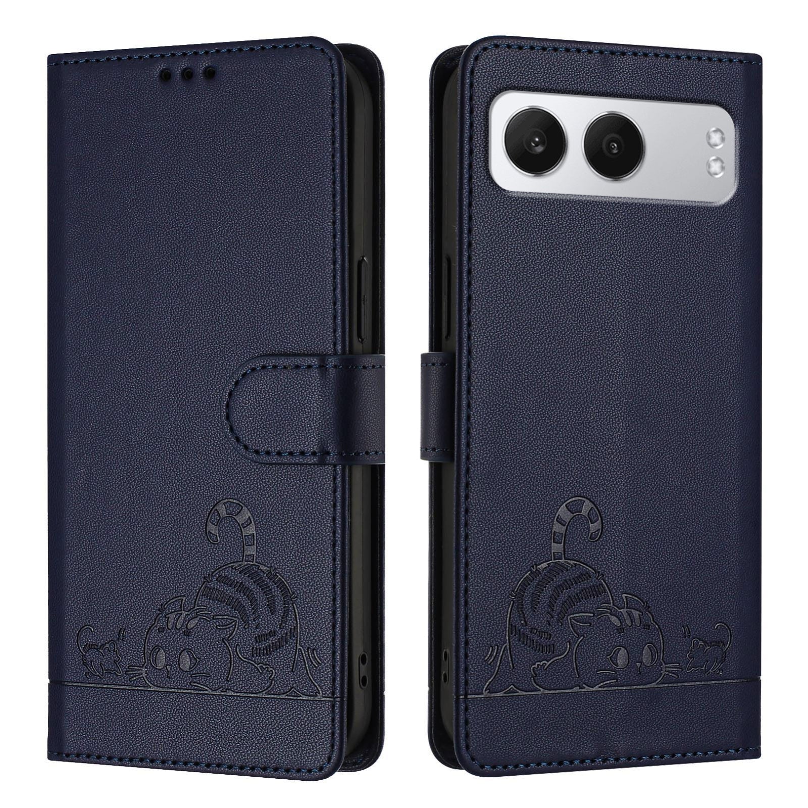 OnePlus Nord 4 5G Cat and Mouse Embossed PU Leather RFID Case with Wallet Slots, Anti-Fall Protection, Kickstand, and Lanyard-buycases.co.uk