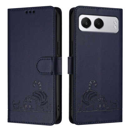 OnePlus Nord 4 5G Cat and Mouse Embossed PU Leather RFID Case with Wallet Slots, Anti-Fall Protection, Kickstand, and Lanyard-buycases.co.uk