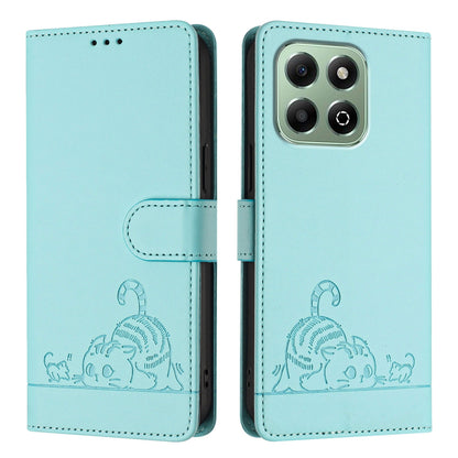 Honor X6b Cat and Mouse Embossed PU Leather RFID Case with Wallet Slots, Anti-Fall Protection, Kickstand, and Lanyard-buycases.co.uk