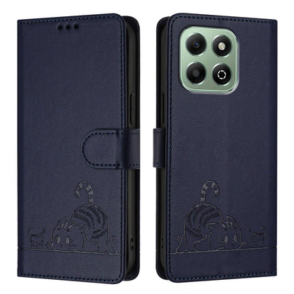 Honor X6b Cat and Mouse Embossed PU Leather RFID Case with Wallet Slots, Anti-Fall Protection, Kickstand, and Lanyard-buycases.co.uk