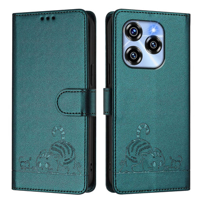 Oukitel C50 Cat and Mouse Embossed PU Leather RFID Case with Wallet Slots, Anti-Fall Protection, Kickstand, and Lanyard-buycases.co.uk