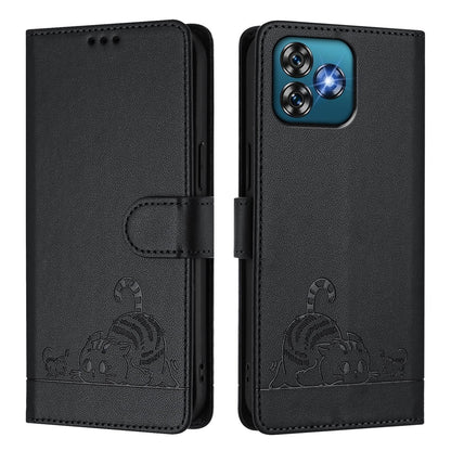 Oukitel C53 Cat and Mouse Embossed PU Leather RFID Case with Wallet Slots, Anti-Fall Protection, Kickstand, and Lanyard-buycases.co.uk