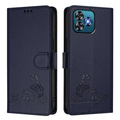 Oukitel C53 Cat and Mouse Embossed PU Leather RFID Case with Wallet Slots, Anti-Fall Protection, Kickstand, and Lanyard-buycases.co.uk