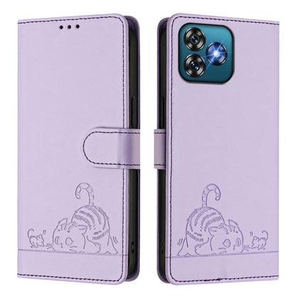 Oukitel C53 Cat and Mouse Embossed PU Leather RFID Case with Wallet Slots, Anti-Fall Protection, Kickstand, and Lanyard-buycases.co.uk