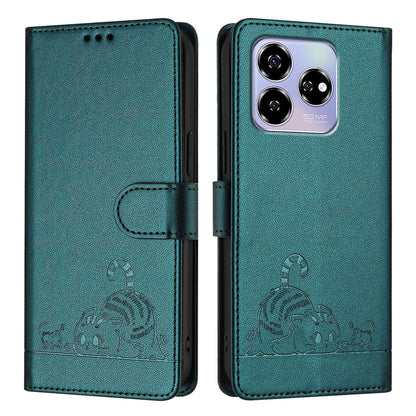 ZTE Axon 60 4G Cat and Mouse Embossed PU Leather RFID Case with Wallet Slots, Anti-Fall Protection, Kickstand, and Lanyard-buycases.co.uk