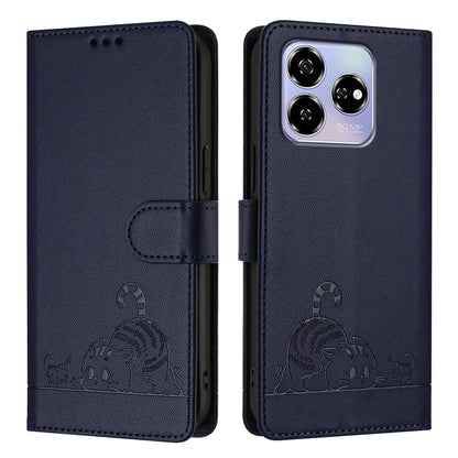 ZTE Axon 60 4G Cat and Mouse Embossed PU Leather RFID Case with Wallet Slots, Anti-Fall Protection, Kickstand, and Lanyard-buycases.co.uk