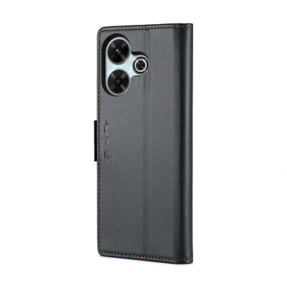 Redmi 13 Leather Wallet Case - RFID Blocking, Stand Function, Card Slots