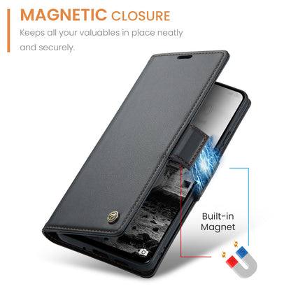 Redmi 13 Leather Wallet Case - RFID Blocking, Stand Function, Card Slots