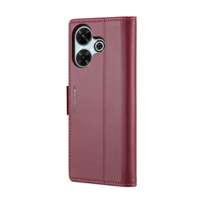 Redmi 13 Leather Wallet Case - RFID Blocking, Stand Function, Card Slots