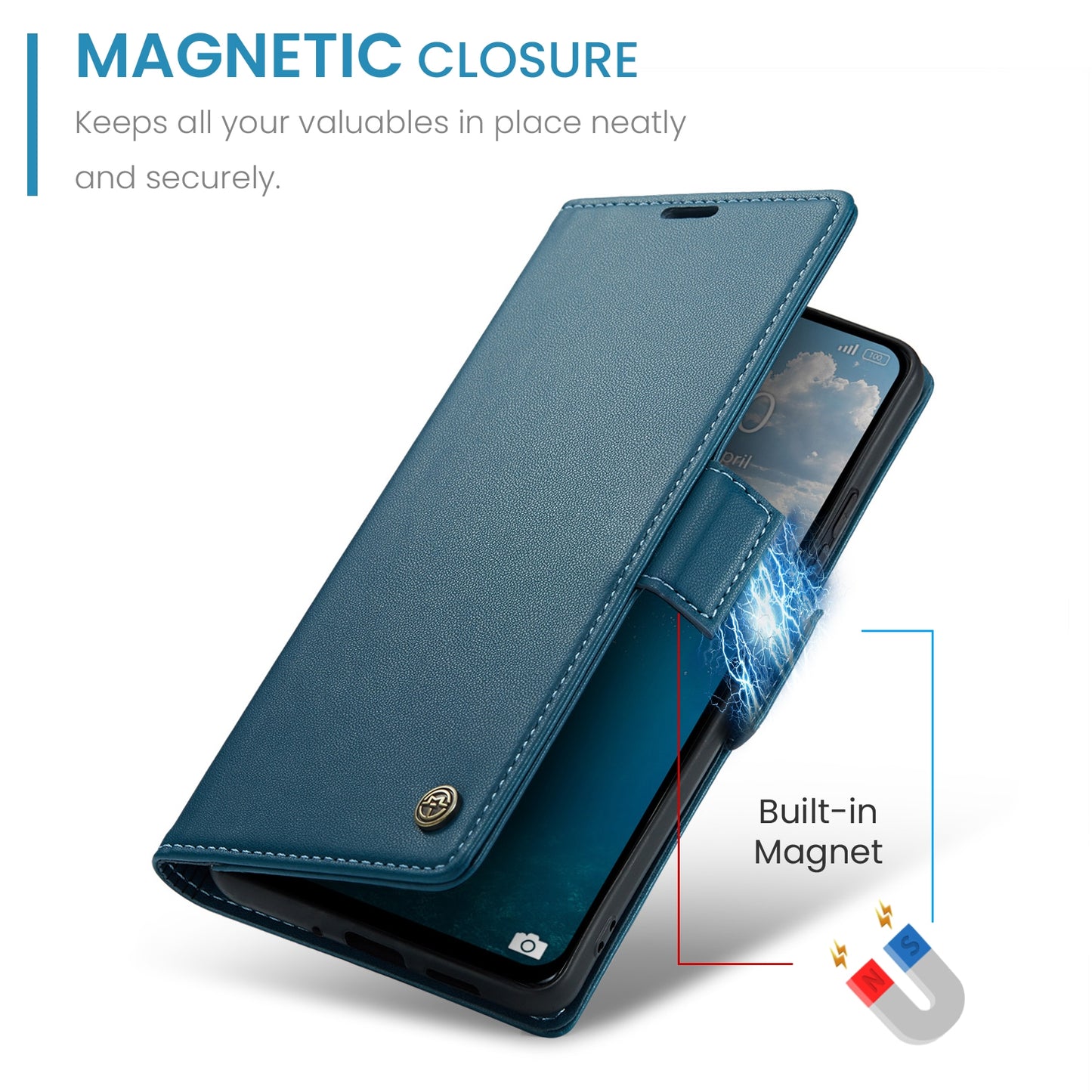 Redmi 13 Leather Wallet Case - RFID Blocking, Stand Function, Card Slots